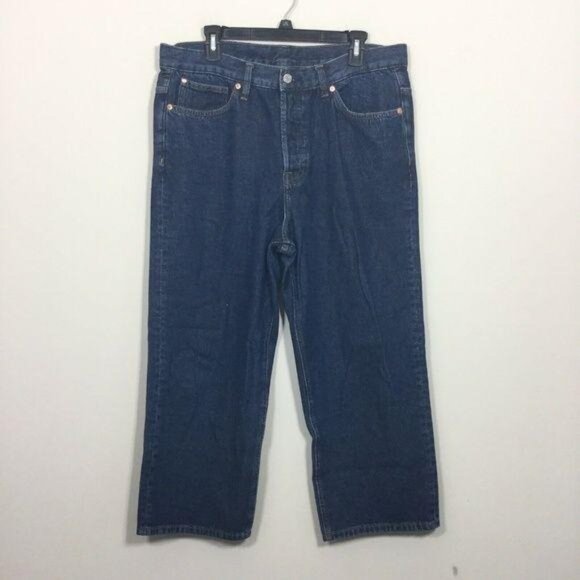 H&M Denim - H&M &Denim Size M Unisex Uni Jean 4 Ankle Length‎ Button Fly Straight Wide Jeans